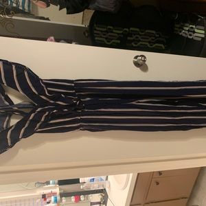 Xhilarationtm blue jumper mixed with orange,pink,white stripes size large